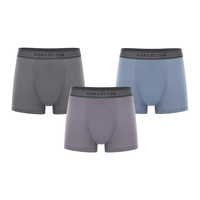 全棉时代男士内裤四角95棉【7A抗菌运动内裤】水光棉凉感内裤3条 星系灰+暗海蓝+雨水蓝 3条 XL