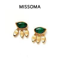 MISSOMA 熔岩宝石小金叶耳环 孔雀石 OR-G-E1-ML