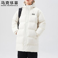 马克华菲棉服男秋冬季中长款加厚保暖休闲外套连帽棉衣面包服 白色 2XL 2XL （165-185斤）