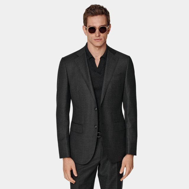 SUITSUPPLY S110支羊毛方驳领半麻衬西服外套西装 深灰色