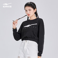 鸿星尔克卫衣男秋季运动上衣休闲套头长袖打底衫裤子男装女装 【2130】正黑-女款 S