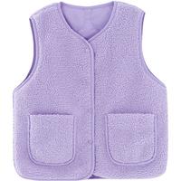 笛莎(DEESHA)童装女童时尚双面穿马甲2024秋冬季小女孩温暖舒适多色马甲 紫色 90