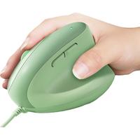B.O.W航世 M190U 人体工学有线鼠标 办公电脑垂直立握式鼠标 作图建模通用静音鼠标带磁吸手托 抹茶绿 抹茶绿-带磁吸手托版