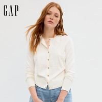 盖璞女装2025秋季纯棉圆领针织衫基础款开衫毛衣美版443176 白色 M 美码  L亚洲码170/96A