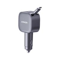 ANKER车载充电器UFCS75W自带线伸缩线pd45W汽车点烟器超级快充头12v/24v转换器适用苹果17华为小米 黑色