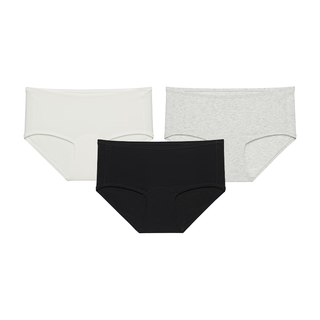 NEIWAI内外橙标3条装好弹棉质中腰三角内裤女抗菌舒适贴合NO251WU1501 3条装-白色/浅花灰/黑色 S