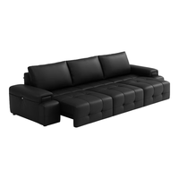 顾家家居（KUKA）劳伦斯电动沙发床 头层牛皮大坐深饱满拉点沙发客厅6330 【黑色】三人位三电动3.2m