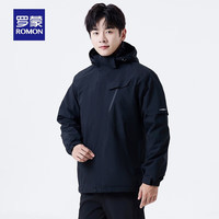 罗蒙款抓绒冲锋夹克男士秋冬户外休闲可拆卸加绒内胆保暖外套 7J586158A黑色【男款】 6XL -