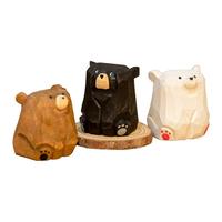 木玩世家手工木雕小熊摆件电脑办公桌面可爱装饰汽车车载创意