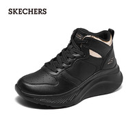 斯凯奇(Skechers)秋季女士高帮厚底增高甜酷运动鞋保暖锁温舒适时尚活力 全黑色/BBK 35