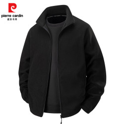 皮尔·卡丹 立领摇粒绒开衫夹克 黑色 XL