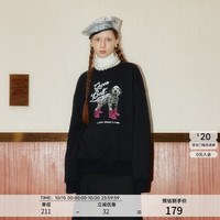 移动端、京东百亿补贴：GREEN BELT 卫衣女小狗圆领宽松小众长袖上衣男女同款 黑色 M