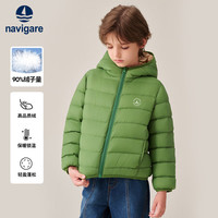 NAVIGARE儿童羽绒服冬季男童厚外套女童上衣外套百搭防寒保暖5 斜线连帽丛林绿 120
