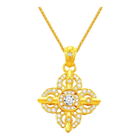 百年福牌古法十字金刚杵黄金项链女足金999点钻吊坠生日礼物送女友老婆 十字金刚杵吊坠 约12g【多退少补】