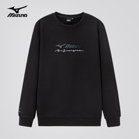 美津浓户外卫衣男春秋长袖T恤上衣圆领宽松男女同款保暖套头衫 2622黑色 M