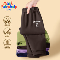 马克华菲(MARK FAIRWHALE)男女童打底衫中大童秋冬款条纹半高领上衣儿童保暖休闲长裤 M英文K咖色(薄绒直筒裤子) 120