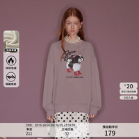 移动端、京东百亿补贴：GREEN BELT 卫衣女小狗圆领宽松小众长袖上衣男女同款 薄雾丁香紫 M