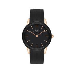 Daniel Wellington ICONIC MOTION系列 女士石英手表 32mm 黑盘 黑色氟橡胶表带 圆形