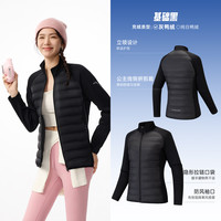 安踏氢羽绒丨修身排骨羽绒服女士2025冬季拼接短款外套羽绒衣 基础黑-4 XL