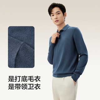 红豆针织衫男【含羊毛蚕丝】25秋柔软舒弹外穿打底衫长袖翻领t A2海涛蓝 XL 180/96A