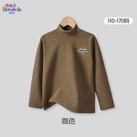 马克华菲（MARK FAIRWHALE）男女童打底衫中大童秋冬款条纹半高领上衣儿童保暖休闲长裤 M复古时间K咖色（条纹半高领） 110