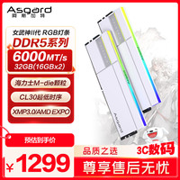 阿斯加特 32GB(16GBx2) DDR5 6000  女武神·瓦尔基里II代 RGB灯条 海力士M-die CL30 极地白