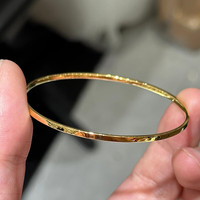 瑞诺黄金光面素圈手镯女士999米字窄版极细镯子生日礼物送女友 米字素圈手镯2mm57-58#/金重约 3.22g