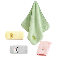 三利7A抗菌方巾A类儿童洗脸小毛巾童巾4条装吸水速干挂式卡通擦手巾