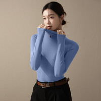 柯诗曼莫代尔半高领打底衫女秋2025紧身显瘦修身美拉德穿搭长袖上衣 雾霾蓝-半高领 L 126-145斤