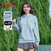 班尼路牛奶丝连帽卫衣女2025年春秋女装时尚简约休闲百搭学院风上衣 雾霾蓝#云鲸K S