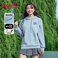 班尼路牛奶丝连帽卫衣女2025年春秋女装时尚简约休闲百搭学院风上衣 雾霾蓝#多彩字母k L