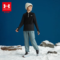 安德玛（Under Armour）童装儿童长袖T恤男女童秋冬休闲保暖加绒立领长袖T恤254321309 黑色 165