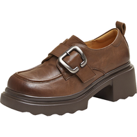 天美意乐福鞋复古舒适女鞋2025秋 棕色 39