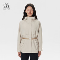 KOLON SPORT可隆女士户外防水外套戈尔中长款通勤休闲防风夹克 灰褐GR
