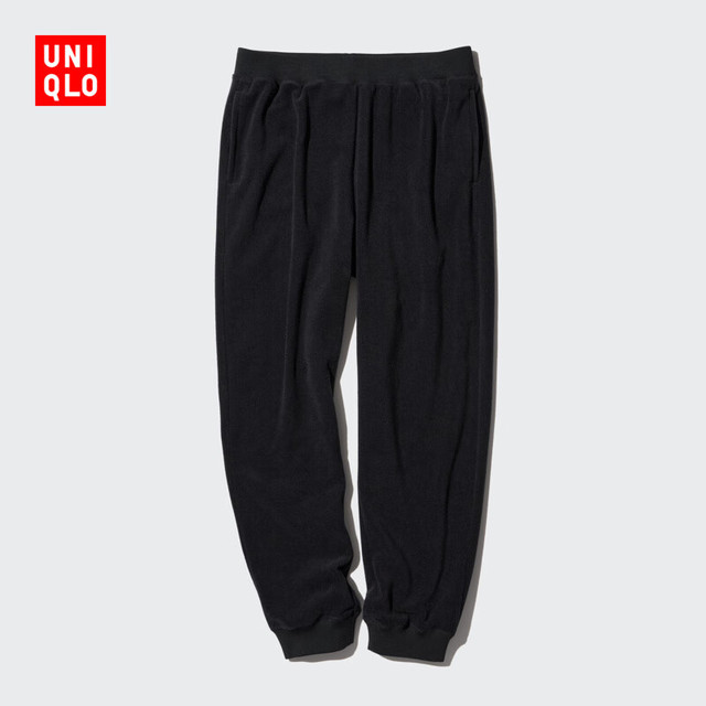 UNIQLO 优衣库 限时秒杀丨优衣库男装/男女同款摇粒绒松紧束脚裤/长裤裤子保暖473143 09 黑色 M /170/95