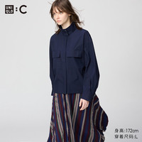 优衣库合作款/女装棉质立领衬衫式茄克/长袖25秋冬新款479679 69 藏青色