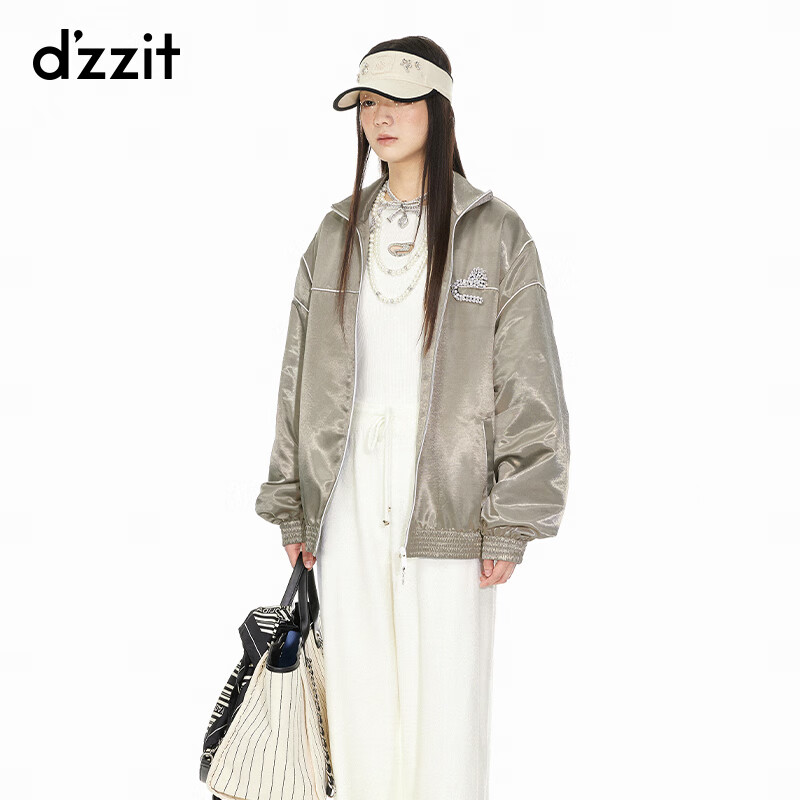  d'zzit/地素 复古摩登运动风 女士棒球衫夹克