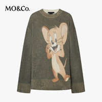 【双11】MOCO毛衣针织衫2025秋猫和老鼠联名系列刺绣漏针 藤绿色 M/165
