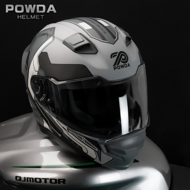 POWDA 摩托车全盔覆盖式 机甲灰
