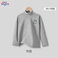 马克华菲（MARK FAIRWHALE）男女童打底衫中大童秋冬款条纹半高领上衣儿童保暖休闲长裤 M骑车酷狗K灰色（条纹半高领） 130