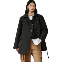 艾莱依【陈都灵同款】鹅绒服女2025冬新款摩登巴恩风交叠复式门襟羽绒服