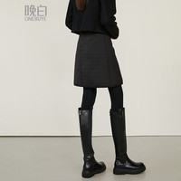 晚白2025时尚简约气质半裙休闲加厚加绒纯色半身裙 黑色 S