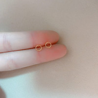 榛橙 S形状耳钉女简约几何形耳环迷你时尚养耳洞精致情侣耳饰 S几何圆形耳钉E79-3