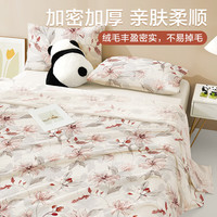 博洋（BEYOND）披肩毯四季加厚毯子保暖绒毯办公室空调毯午睡毯薄盖毯车载毛毯 花间私语【单层】 180x200cm