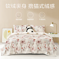 博洋（BEYOND）披肩毯四季加厚毯子保暖绒毯办公室空调毯午睡毯薄盖毯车载毛毯 花间私语【单层】 150x200cm