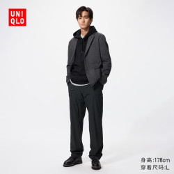 优衣库 男装保暖休闲长裤/休闲裤裤子加长款479376 09 黑色 S
