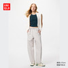 UNIQLO 优衣库 限时秒杀丨优衣库女装休闲廓形长裤/系腰带弯刀镰刀裤子25春夏新款481028 481028/02浅灰色 S