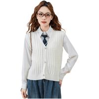 真维斯 针织马甲女春秋外穿高级感小个子V领纯色甜美休闲针织马甲开衫女