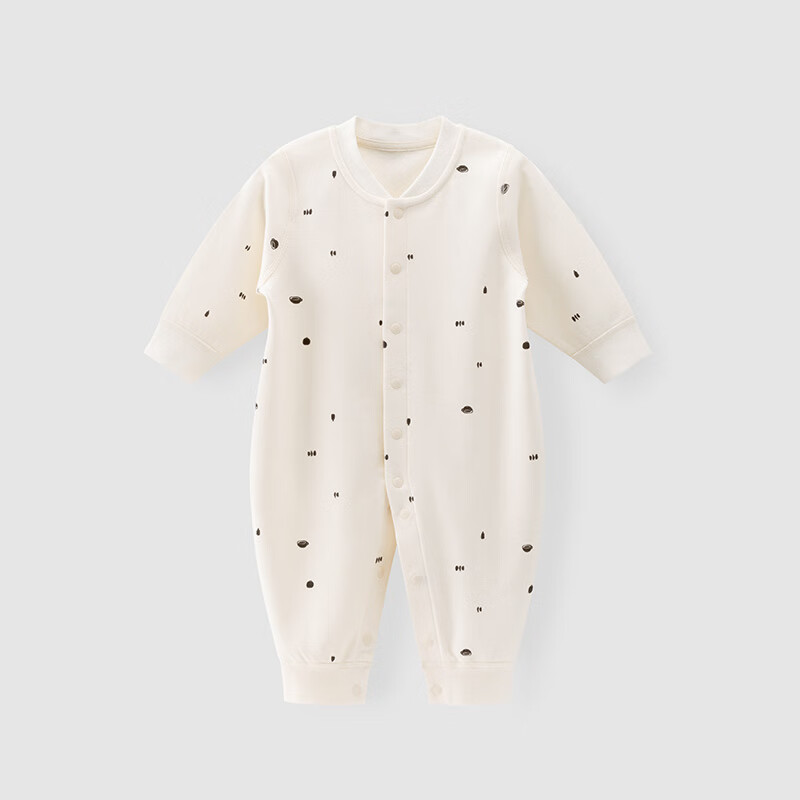 木生棉木生棉婴儿长袖连体衣春秋宝宝纯棉居家爬服哈衣满月服打底睡衣服 小