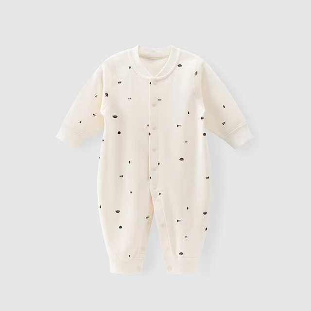 木生棉木生棉婴儿长袖连体衣春秋宝宝纯棉居家爬服哈衣满月服打底睡衣服 小